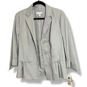 Charter Club Gray Peplum Button Front Blazer Jacket Size 12 NWT